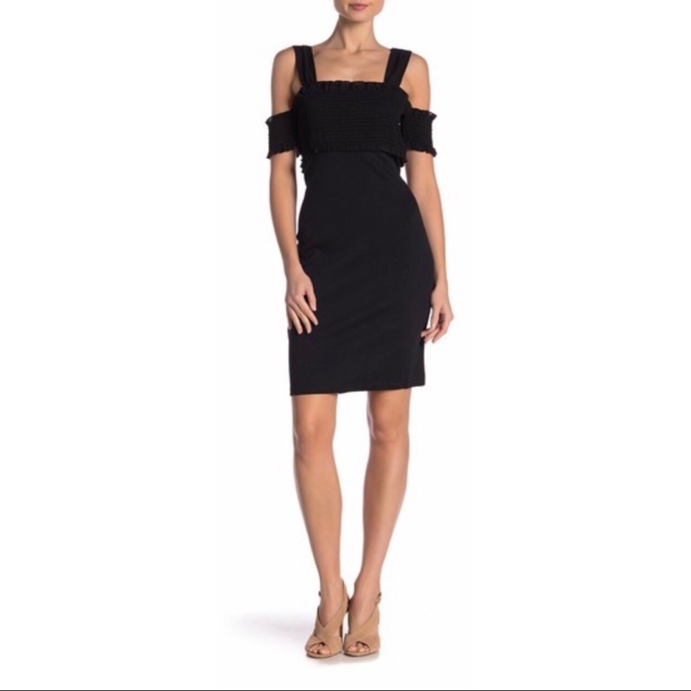 Lost Ink smocked body con dress NWT